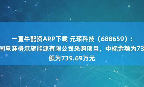 一直牛配资APP下载 元琛科技（688659）：中标建投国电准格尔旗能源有限公司采购项目，中标金额为739.69万元
